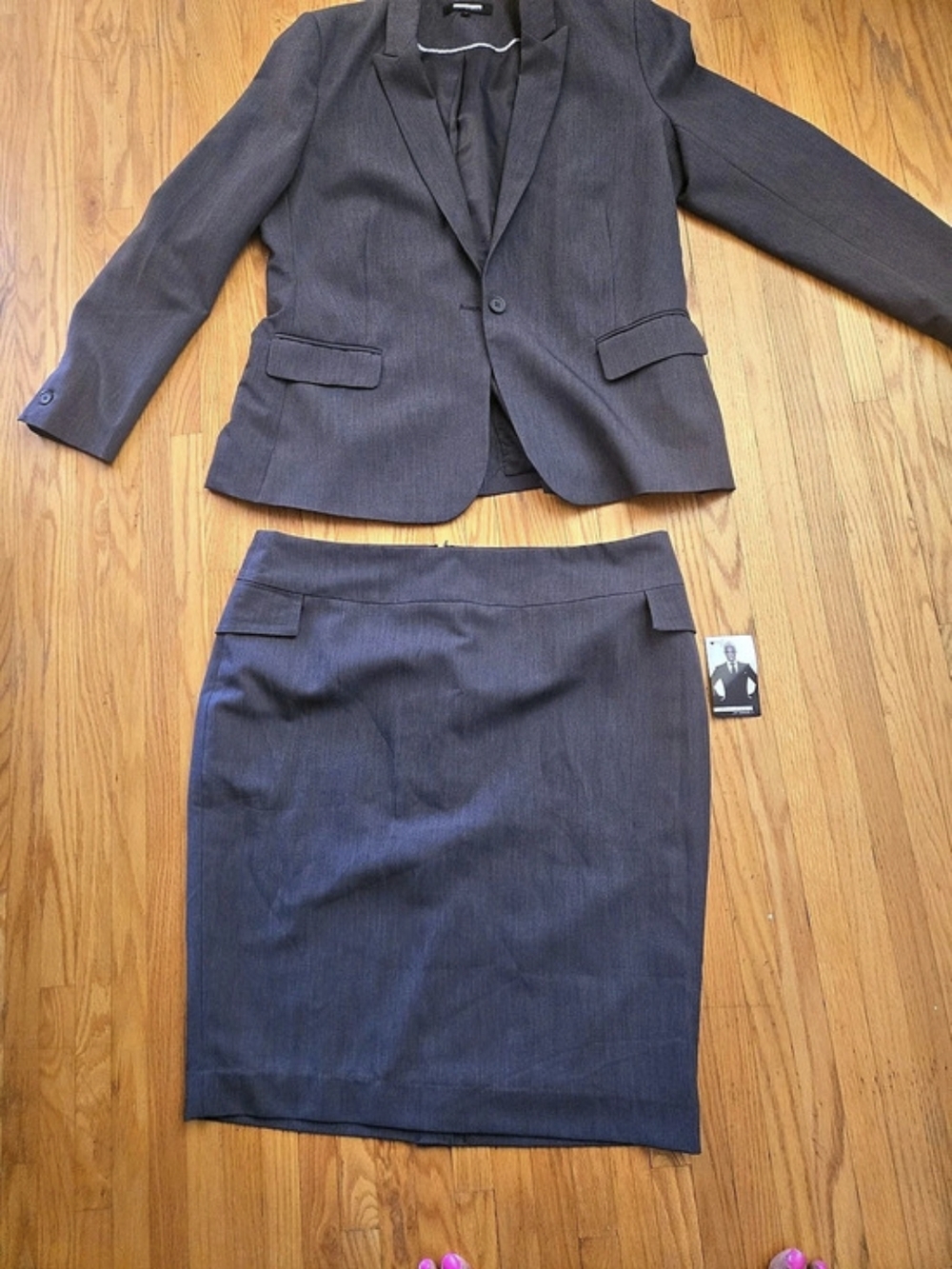 NWT Attitude Jay Manuel Women's Dark Gray 2-Piece Suit Set Blazer